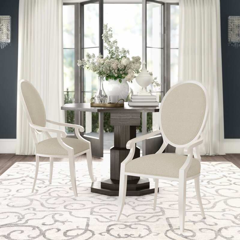 Round Back Dining Chairs With Arms / Upholstered Round Back Dining